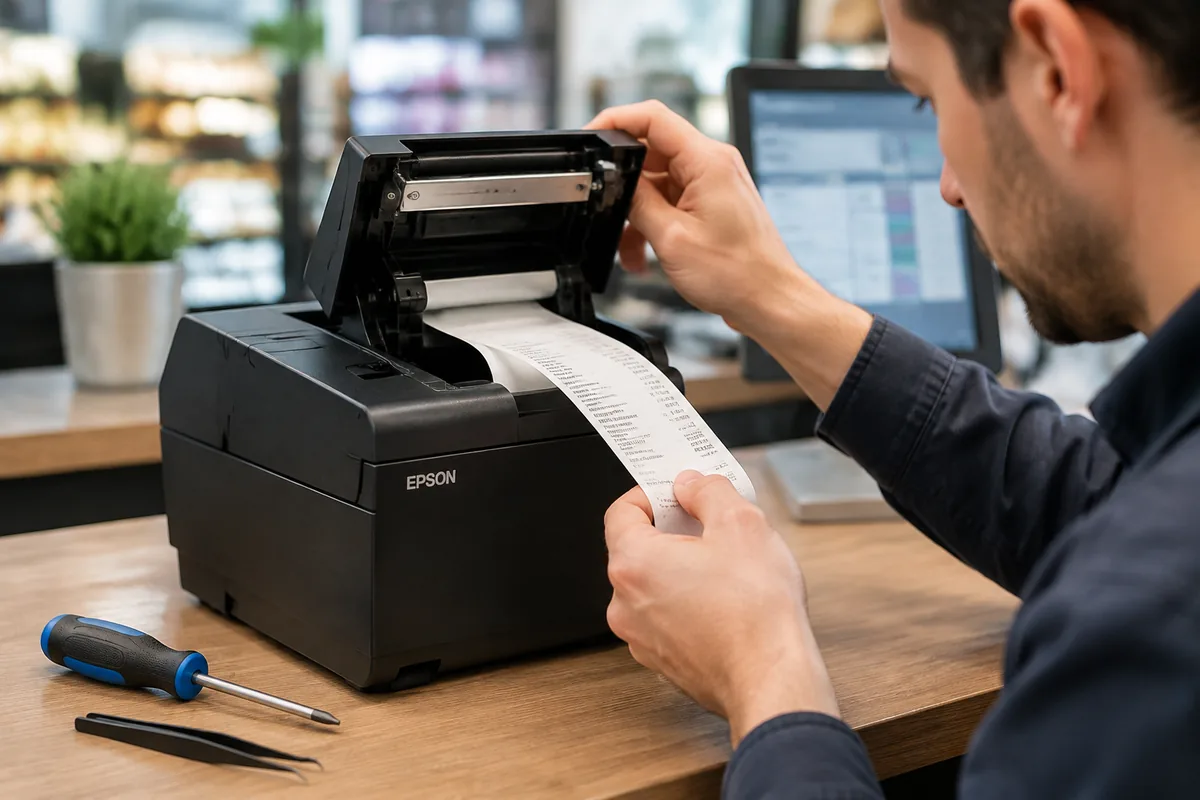Imprimante Epson de caisse qui ne coupe plus les tickets : diagnostic du massicot